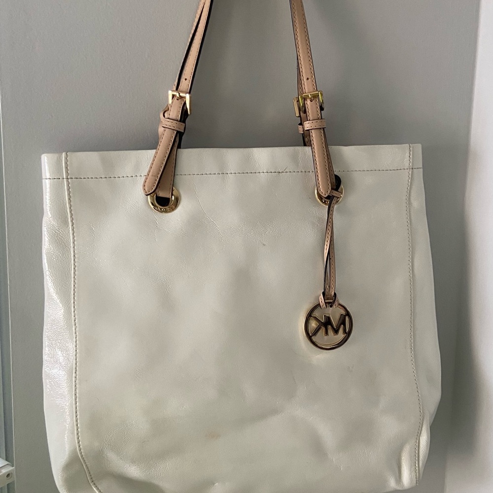 Michael Kors large white vinyl bag